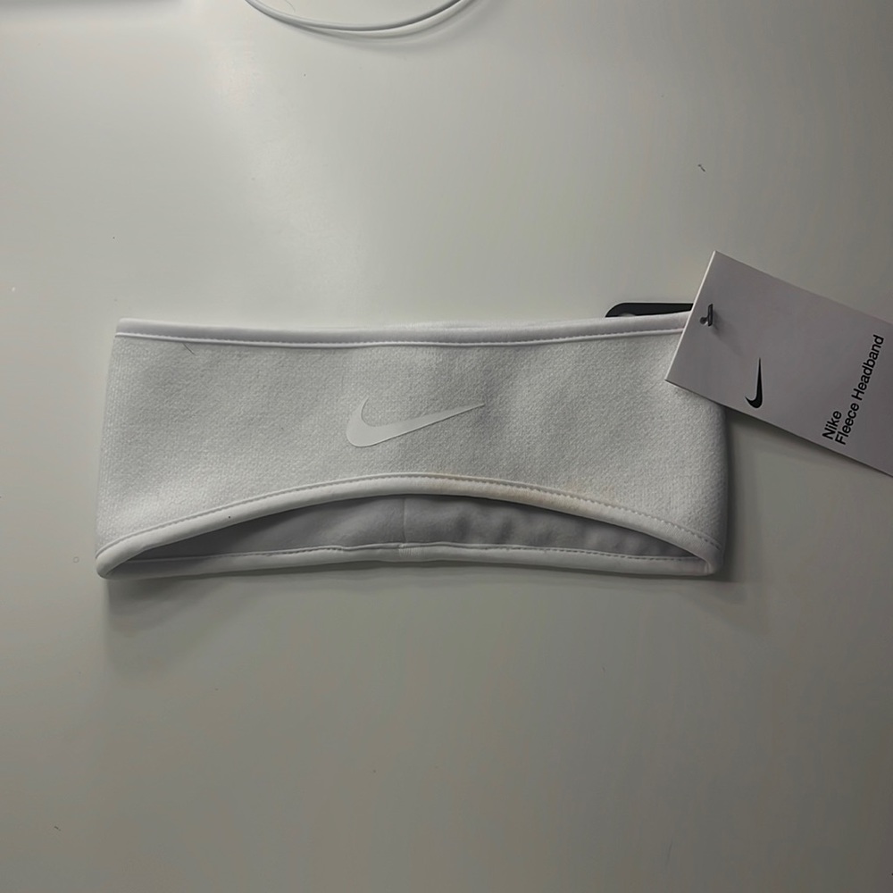 white nike fleece headband unisex BRAND NEW